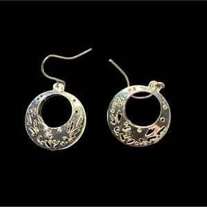 Gold Floral Cutout Hoop Drop Earrings - Women Jewelry